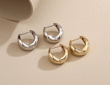 Load image into Gallery viewer, Pure 18K Water Drop Gold Earrings, Simple and Stylish Earrings, U Shape Earrings, Gold Hoop Earrings, Minimalist Earrings Gold