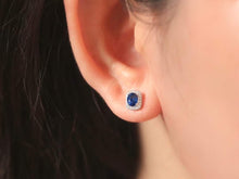 Load image into Gallery viewer, 18K White Gold Sri Lanka Natural Sapphire Diamond Earrings, Natural Vivid Blue Sapphire Earrings, Simple and Stylish Earrings, Minimalist Earrings Gold