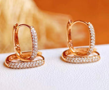 Load image into Gallery viewer, 18K Gold Natural Diamond Earrings, U Shape Earrings, Gold Hoop Earrings, Stylish Earrings, Real Diamond Earrings, Gold Diamond Earrings, Minimalist Earrings