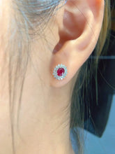 Load image into Gallery viewer, 18K White Gold Natural Ruby Diamond Earrings, Natural Ruby Earrings, Stylish Earrings, Ruby Stud Earrings, Stunning Earrings