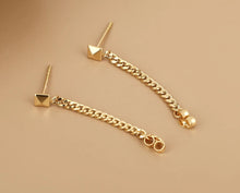 Load image into Gallery viewer, Pure 18K Gold Chain Earrings, Chain Loop Earrings, Stud Chain Earrings, Simple and Stylish Earrings, Minimalist Earrings Gold, Dainty Chain Earrings