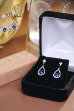 Load image into Gallery viewer, 18K White Gold Natural Sapphire Diamond Earrings, Natural Vivid Blue Sapphire Earrings, Stylish Earrings