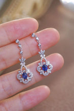 Load image into Gallery viewer, 18K White Gold Natural Sapphire Diamond Earrings, Natural Vivid Blue Sapphire Earrings, Stylish Earrings