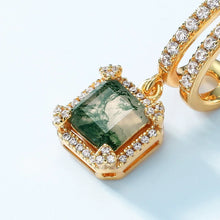 Load image into Gallery viewer, New Arrival Earrings! Minimalist Green Moss Agate Earrings, S925 Sterling Silver Gold Plated Geometric Earrings, Nature Inspired Jewelry, Gift For Her