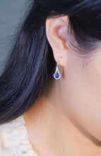 Load image into Gallery viewer, 18K White Gold Natural Sapphire Diamond Earrings, Natural Vivid Blue Sapphire Earrings, Stylish Earrings