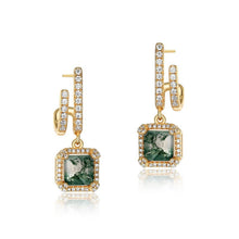 Load image into Gallery viewer, New Arrival Earrings! Minimalist Green Moss Agate Earrings, S925 Sterling Silver Gold Plated Geometric Earrings, Nature Inspired Jewelry, Gift For Her
