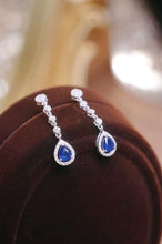 Load image into Gallery viewer, 18K White Gold Natural Sapphire Diamond Earrings, Natural Vivid Blue Sapphire Earrings, Stylish Earrings