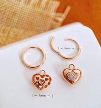 Load image into Gallery viewer, 18K Gold Natural Diamond Heart Earrings, Gold Heart Earrings, Stylish Earrings, Real Diamond Earrings, Gold Diamond Earrings, Minimalist Earrings, Heart Charm Earrings