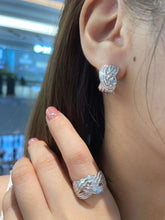 Load image into Gallery viewer, 18K White Gold Natural Diamond Earrings, Huggie Hoop Earrings, Diamond Huggies, Gold Hoop Earrings, Stylish Earrings, Real Diamond Earrings, Gold Diamond Earrings