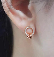 Load image into Gallery viewer, 18K Gold Natural Diamond Earrings, Dainty Hoop Earrings, Gold Hoop Earrings, Stylish Earrings, Real Diamond Earrings, Gold Diamond Earrings, Minimalist Earrings