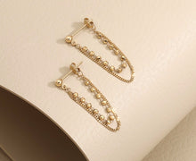 Load image into Gallery viewer, Pure 18K Gold Chain Earrings, Chain Loop Earrings, Stud Chain Earrings, Simple and Stylish Earrings, Minimalist Earrings Gold, Dainty Chain Earrings