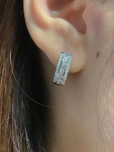 Load image into Gallery viewer, 18K White Gold Natural Diamond Earrings, Huggie Hoop Earrings, Diamond Huggies, Gold Hoop Earrings, Stylish Earrings, Real Diamond Earrings, Gold Diamond Earrings