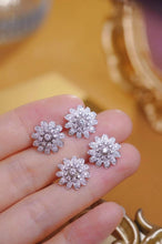 Load image into Gallery viewer, 18K White Gold Natural Diamond Flower Earrings, Flower Diamond Earrings, Flower Diamond Studs, Diamond Studs, Flower Studs, Stylish Earrings, Real Diamond Earrings