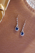 Load image into Gallery viewer, 18K White Gold Natural Sapphire Diamond Earrings, Natural Vivid Blue Sapphire Earrings, Stylish Earrings