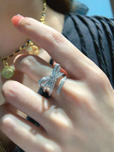 Load image into Gallery viewer, 18K White Gold Natural Diamond Ring, Bow Diamond Ring, Gold Ribbon Ring, Stylish Rings, Gold Diamond Ring, Real Diamond Ring, Bow Knot Ring, Wedding Ring