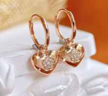 Load image into Gallery viewer, 18K Gold Natural Diamond Heart Earrings, Gold Heart Earrings, Stylish Earrings, Real Diamond Earrings, Gold Diamond Earrings, Minimalist Earrings, Heart Charm Earrings