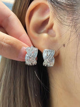 Load image into Gallery viewer, 18K White Gold Natural Diamond Earrings, Huggie Hoop Earrings, Diamond Huggies, Gold Hoop Earrings, Stylish Earrings, Real Diamond Earrings, Gold Diamond Earrings