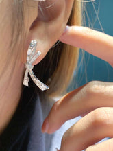 Load image into Gallery viewer, 18K White Gold Natural Diamond Bow Earrings, Bow Earrings Gold, Diamond Stud Earrings, Stylish Earrings, Real Diamond Earrings, Gold Diamond Earrings
