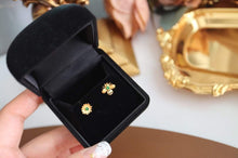 Load image into Gallery viewer, 18K Yellow Gold Natural Top Green Type A Jadeite Jade Diamond Earrings, Gold Bee Earrings, Natural Jade Earrings, Stylish Earrings, Green Jade Earrings, Diamond Earrings