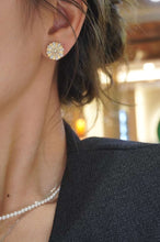 Load image into Gallery viewer, 18K Yellow Gold Natural Diamond Sunflower Earrings, Gold Sunflower Earrings, Simple and Stylish Earrings, Real Diamond Earrings, Anniversary Earrings