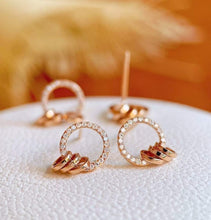 Load image into Gallery viewer, 18K Gold Natural Diamond Earrings, Dainty Hoop Earrings, Gold Hoop Earrings, Stylish Earrings, Real Diamond Earrings, Gold Diamond Earrings, Minimalist Earrings