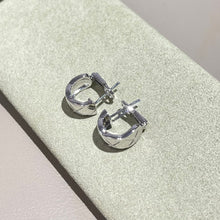 Load image into Gallery viewer, Crush Earrings in 18k White Gold, Quilted Hoop Earrings, Luxury Gift for Her, Minimalist Fine Jewelry, Elegant Everyday Earrings