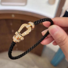 Load image into Gallery viewer, Gold Bracelet with Diamond‑Set Buckle and Marine‑Grade Cable, Luxury Gift, Modern Fine Jewelry