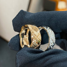 Load image into Gallery viewer, Crush Rings in 18K Beige Gold & 18K White Gold Pavé Diamond, Modern Luxury Stackable Rings, Fine Jewelry Gift for Her