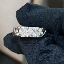 Load image into Gallery viewer, Crush Rings in 18K Beige Gold & 18K White Gold Pavé Diamond, Modern Luxury Stackable Rings, Fine Jewelry Gift for Her