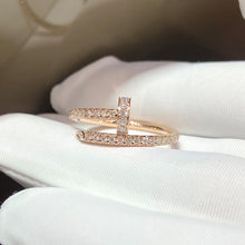 Load image into Gallery viewer, 18K Rose Gold Pavé Diamond Ring, Dainty Gold Band, Elegant Fine Jewelry Gift for Her