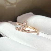 Load image into Gallery viewer, 18K Rose Gold Pavé Diamond Ring, Dainty Gold Band, Elegant Fine Jewelry Gift for Her