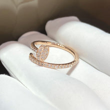 Load image into Gallery viewer, 18K Rose Gold Pavé Diamond Ring, Dainty Gold Band, Elegant Fine Jewelry Gift for Her