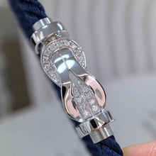 Load image into Gallery viewer, 18K White Gold Diamond Pendant on Cord, Modern Minimalist Necklace, Fine Jewelry Gift for Her