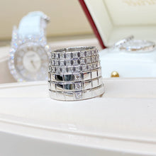 Load image into Gallery viewer, Ice Cube 18K White Gold Diamond Ring, Faceted Modern Band, Luxury Fine Jewelry Gift for Her