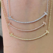 Load image into Gallery viewer, Smile Pendant Necklace in White, Rose & Yellow Gold with Diamonds, Dainty Fine Jewelry Gift for Her