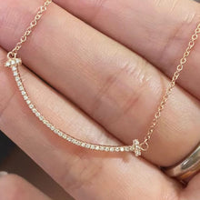 Load image into Gallery viewer, Smile Pendant Necklace in White, Rose & Yellow Gold with Diamonds, Dainty Fine Jewelry Gift for Her