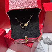 Load image into Gallery viewer, 18K Yellow Gold Love Necklace, Double‑Circle Pendant, Romantic Fine Jewelry Gift for Her