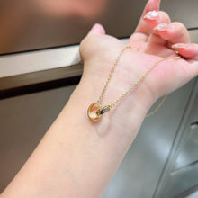 Load image into Gallery viewer, 18K Yellow Gold Love Necklace, Double‑Circle Pendant, Romantic Fine Jewelry Gift for Her