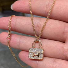 Load image into Gallery viewer, 18K Rose Gold Pavé Diamond Pendant Necklace, Dainty Luxury Gold Necklace, Fine Jewelry Gift for Her