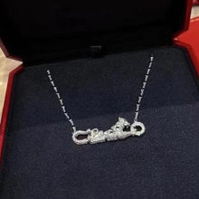 Load image into Gallery viewer, White Gold Panther Necklace with Diamonds, Elegant Animal Pendant, Luxury Fine Jewelry Gift for Her