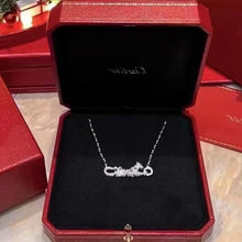 Load image into Gallery viewer, White Gold Panther Necklace with Diamonds, Elegant Animal Pendant, Luxury Fine Jewelry Gift for Her