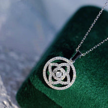 Load image into Gallery viewer, 18K Gold Diamond Lotus Necklace: Handmade White Gold Chain
