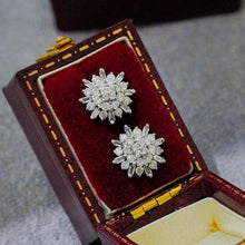 Load image into Gallery viewer, 18K Gold Diamond Snowflake Earrings: Radiant Starburst Design
