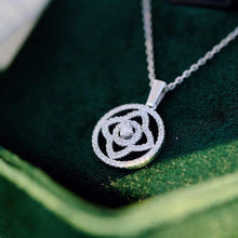 Load image into Gallery viewer, 18K Gold Diamond Lotus Necklace: Handmade White Gold Chain
