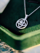 Load image into Gallery viewer, 18K Gold Diamond Lotus Necklace: Handmade White Gold Chain
