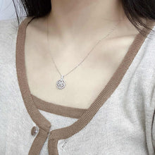 Load image into Gallery viewer, 18K Gold Diamond Lotus Necklace: Handmade White Gold Chain
