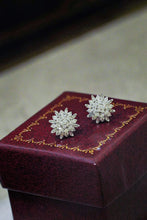 Load image into Gallery viewer, 18K Gold Diamond Snowflake Earrings: Radiant Starburst Design
