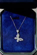 Load image into Gallery viewer, 18K White Gold Diamond Butterfly Necklace: Baguette Cluster Pendant
