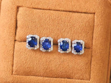 Load image into Gallery viewer, 18K White Gold Sri Lanka Natural Sapphire Diamond Earrings, Natural Vivid Blue Sapphire Earrings, Simple and Stylish Earrings, Minimalist Earrings Gold
