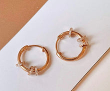 Load image into Gallery viewer, 18K Gold Natural Diamond Earrings, Dainty Hoop Earrings, Gold Hoop Earrings, Stylish Earrings, Real Diamond Earrings, Gold Diamond Earrings, Minimalist Earrings
